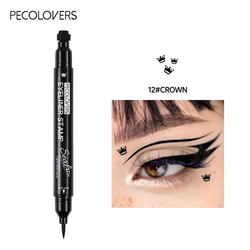 Eyeliner double embout 1 pc – motifs étoile, cœur, lune, waterproof, séchage rapide, adapté aux débutants et professionnels