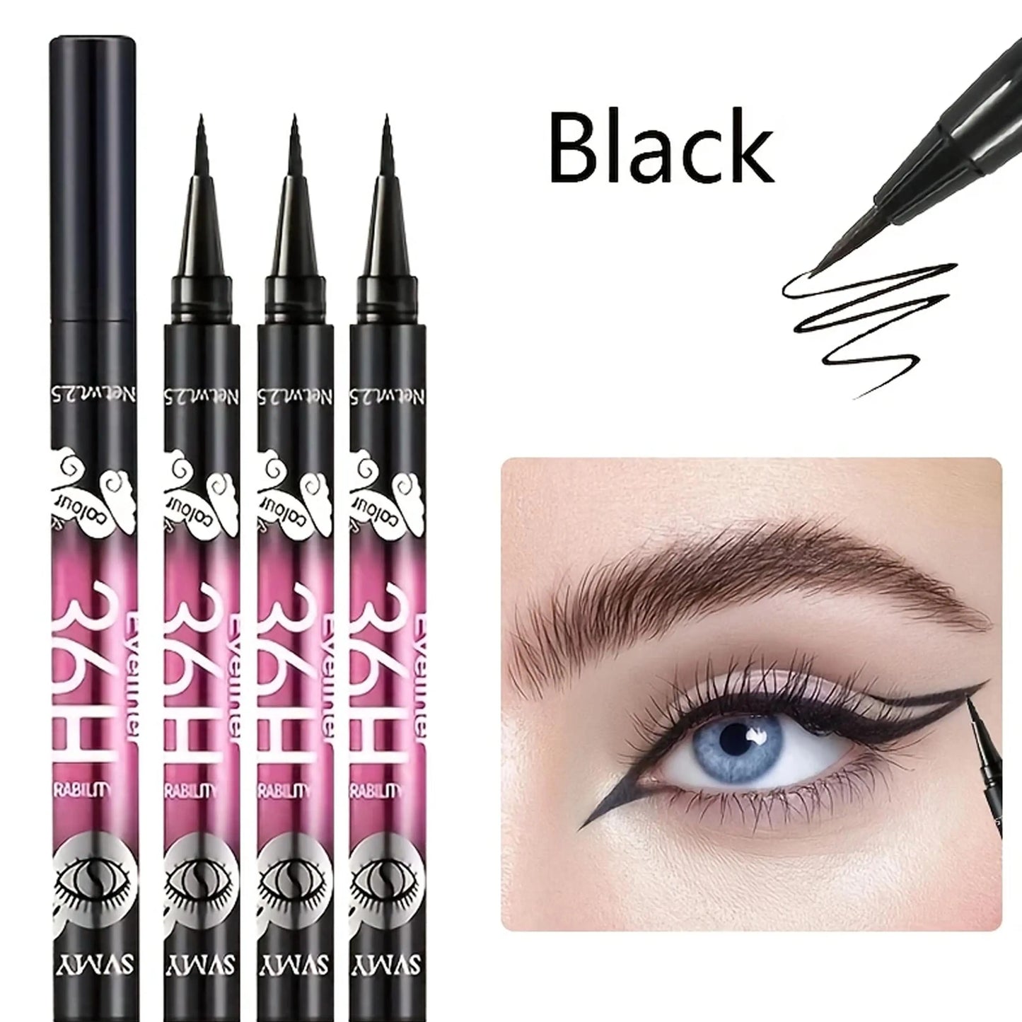 Crayons Eyeliner noirs imperméables, 3 pièces/5 pièces, maquillage pour les yeux, résistant aux taches, longue durée et adapté aux débutants