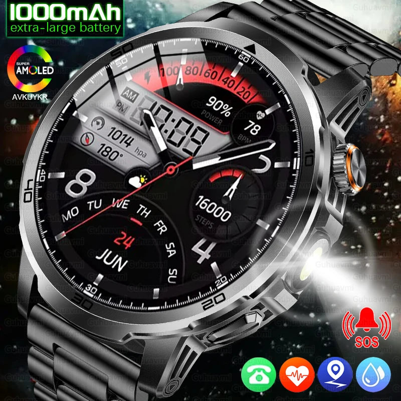 2026 nouveau T-REX3 montre intelligente extérieure 1.85 pouces AMOLED 1000mAh grande batterie 5ATM étanche appel vocal sport hommes Fitness Bracelet