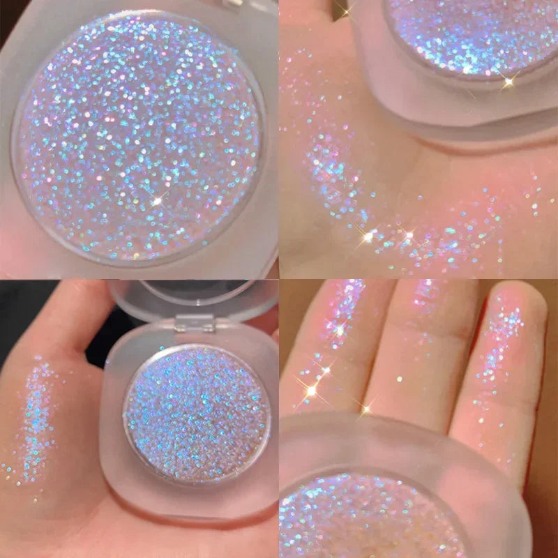 Palette de Fards à Paupières Moonlight 4 Couleurs — Highlighter, Bronzer pour le Visage, Contour, Poudre Scintillante