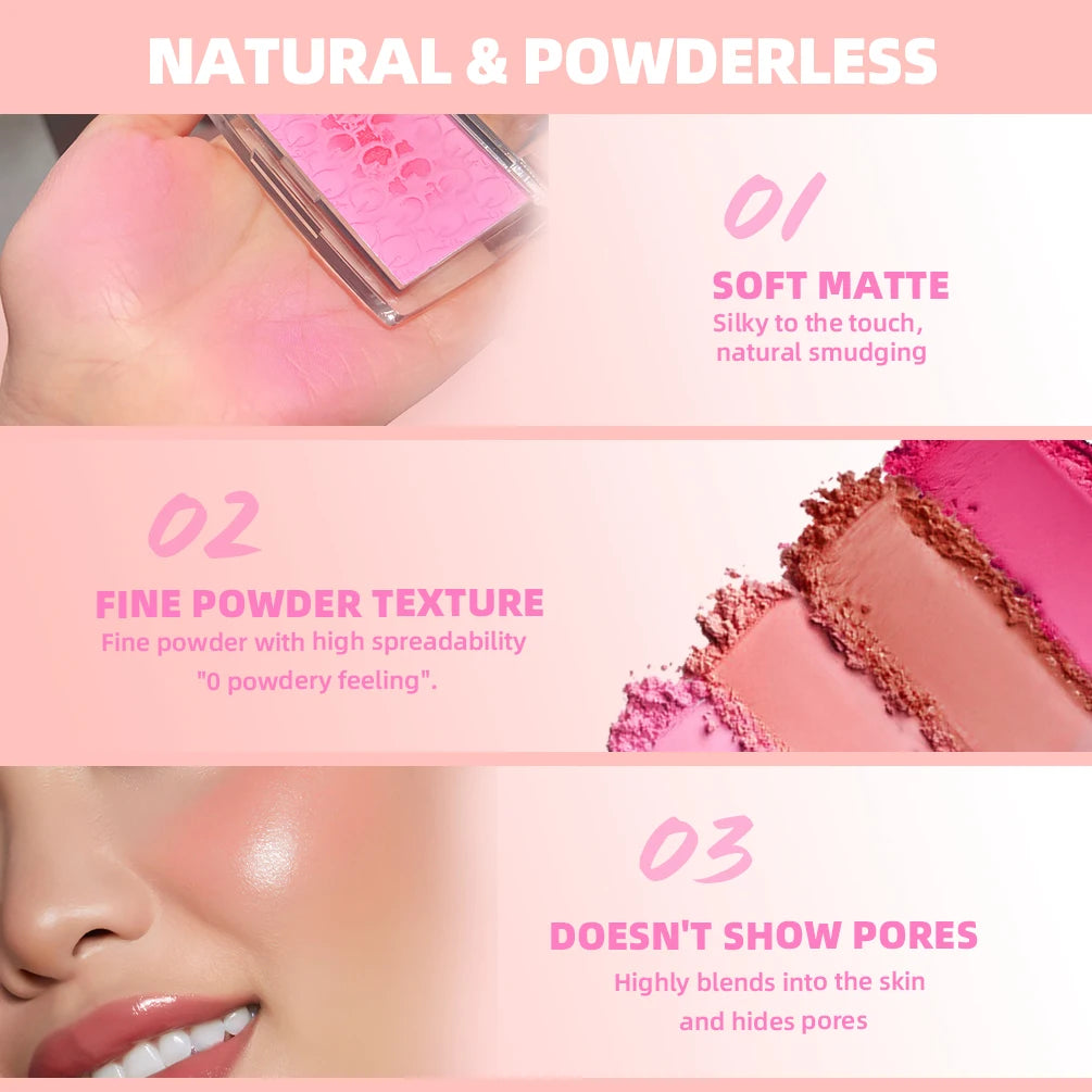 Nouveau Fard à Joues  Relief — Palette de Blush Teint Pêche, Rose et Orange, Effet Bonne Mine, Longue Tenue, Illuminateur et Contour Visage