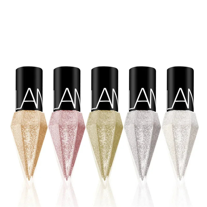 Set 5 pcs Eyeliner Brillant — maquillage professionnel pour femmes, pigments argent et or rose, eyeliner liquide pailleté