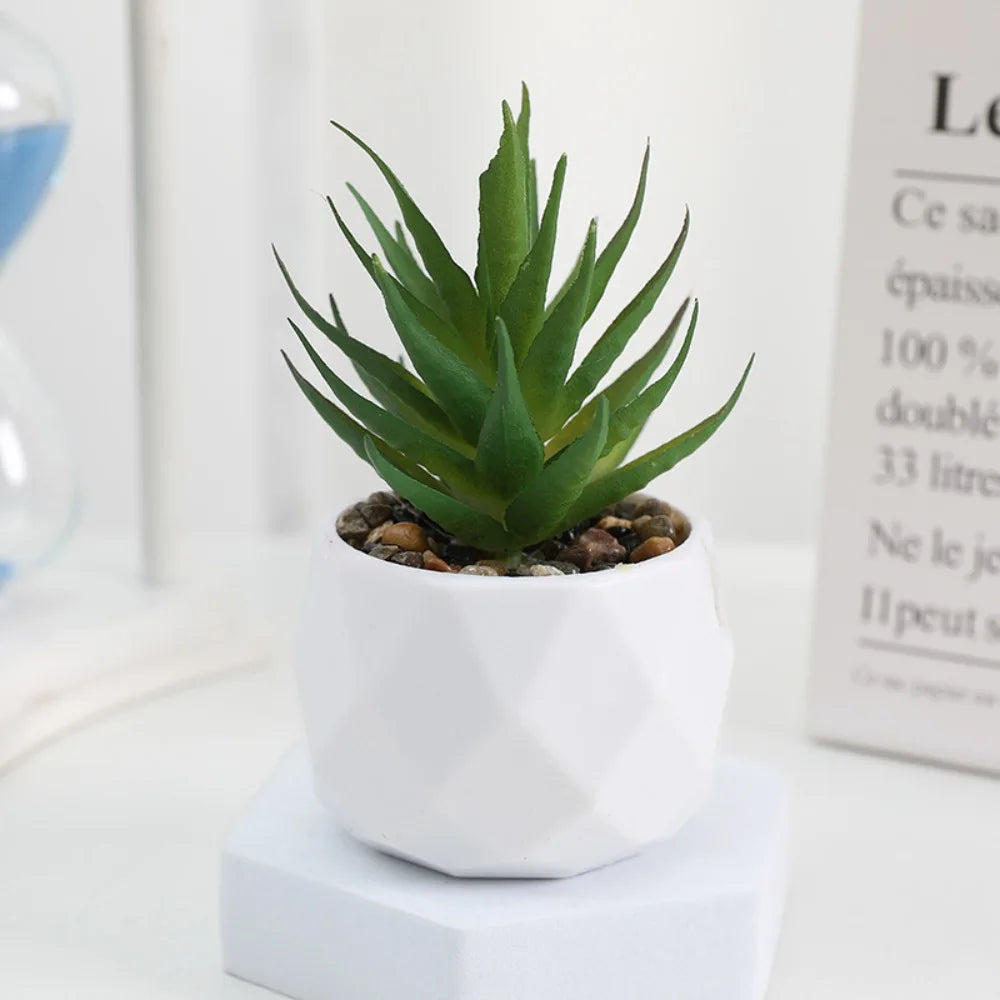 Artificial Succulent Bonsai Plant – Mini Decorative Fake Cactus & Succulent