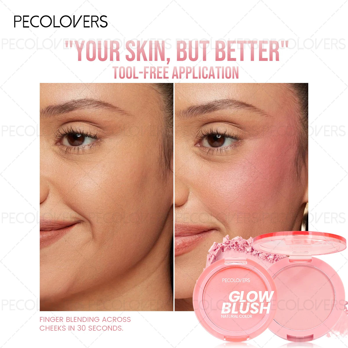 Palette de Blush 1 pièce — Résistante à l’Eau, Teinte Rose, Facile à Appliquer, Effet Maquillage 3D Naturel, Fini Mat, Nuances de Rouge