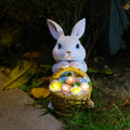 Solar Rabbit Garden Statue with LED Light – Bunny & Flower Outdoor Décor