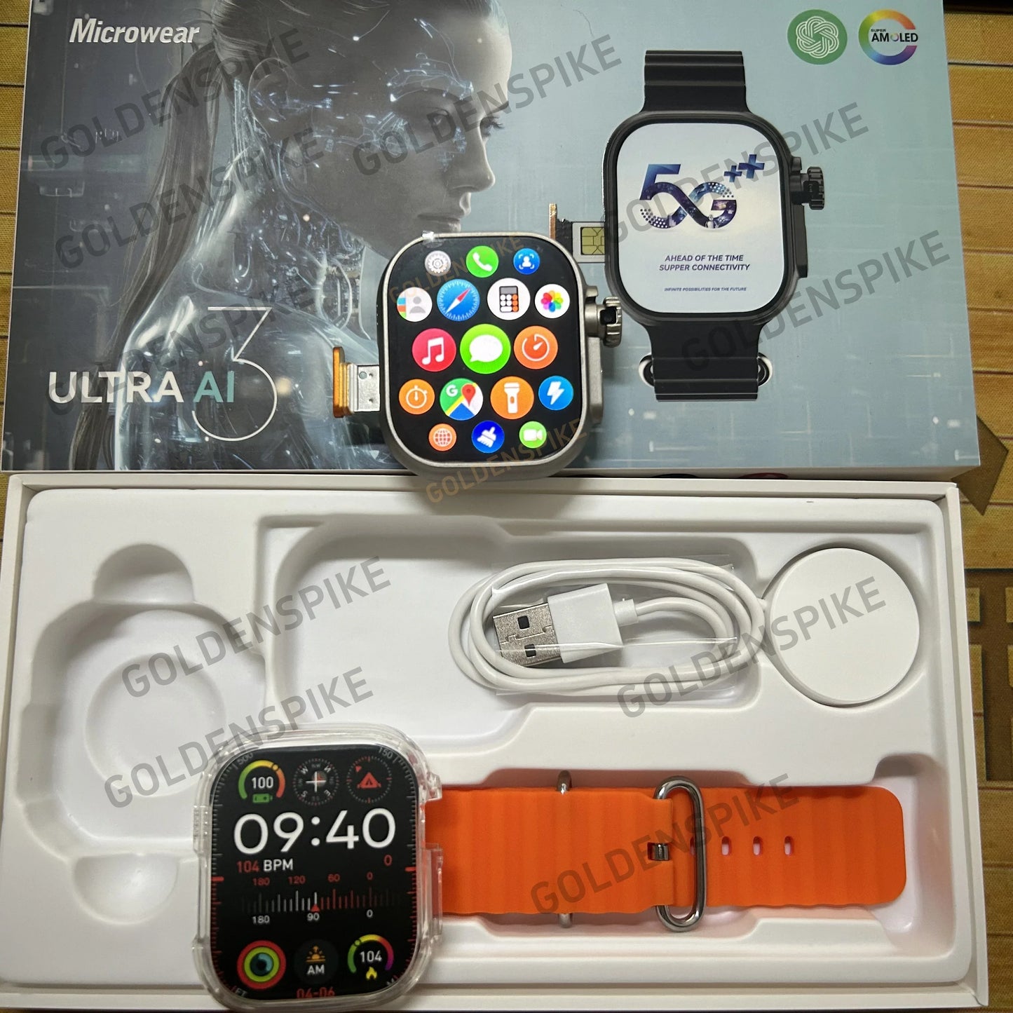 Montre connectée Ultra Ai3 d'origine 5G 180 °   Caméra rotative Google Play GPS WIFI 2.2 pouces Amoled HD affichage 4G appelant montre intelligente hommes