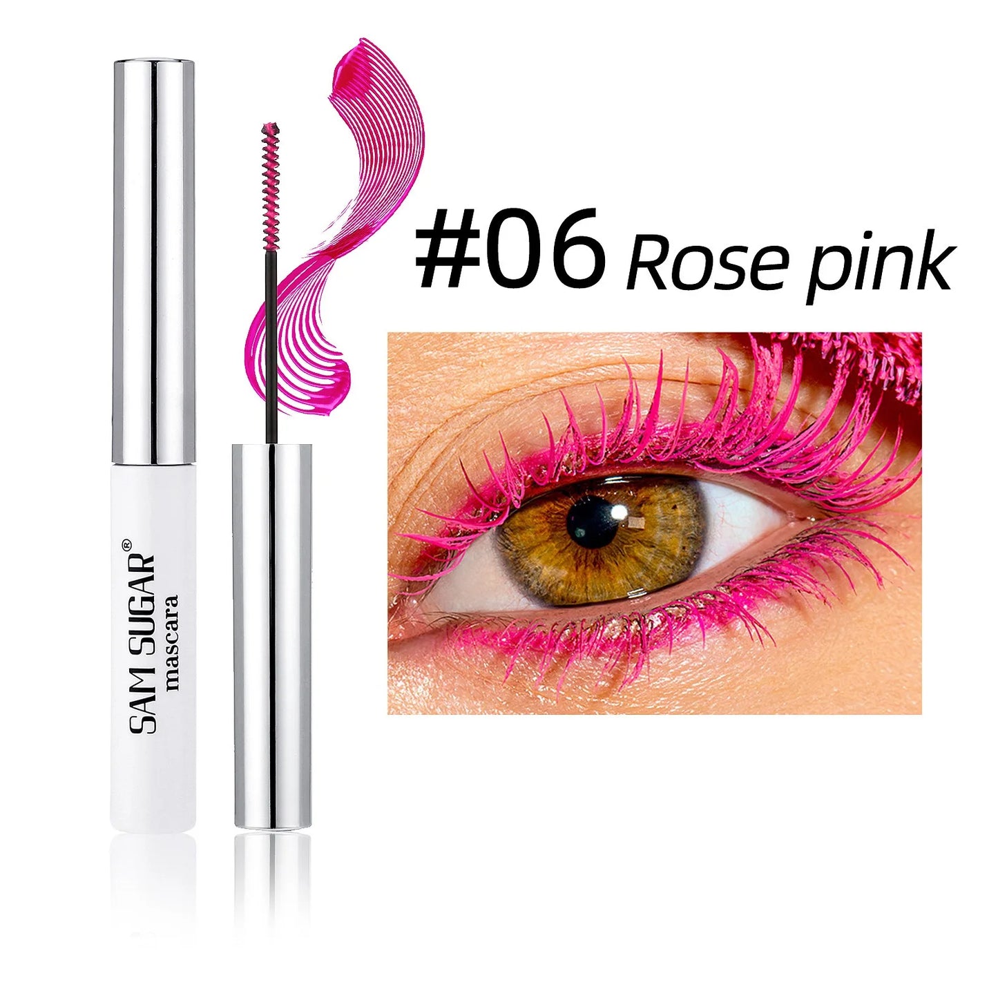 Mascara fibres de soie coloré brosse ultra-fine allongeant cils waterproof séchage rapide vert et rose