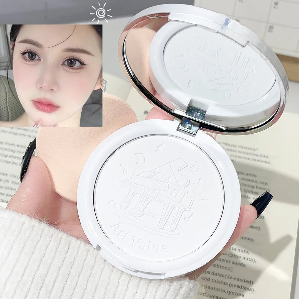 Poudre pressée naturelle – Contrôle de l’huile, effet mat durable, longue tenue, waterproof, légère, couvrance pour le visage, cosmétiques pour femmes