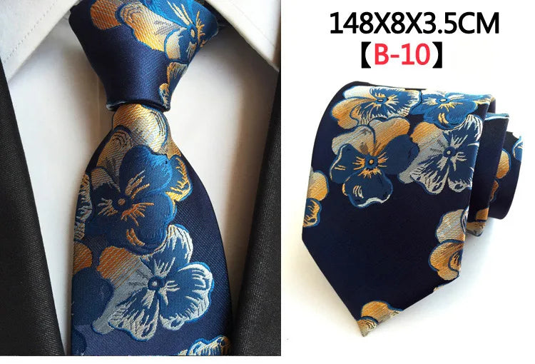 Cravate Homme en Soie 8 cm – Motif Floral Vert et Bleu, Jacquard, pour Costume, Mariage, Fête, Affaires, Cravate Formelle et Cadeau