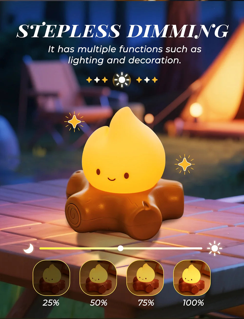 Campfire Night Light with White Noise – Cozy LED Atmosphere Lamp for Kids & Bedroom Decor