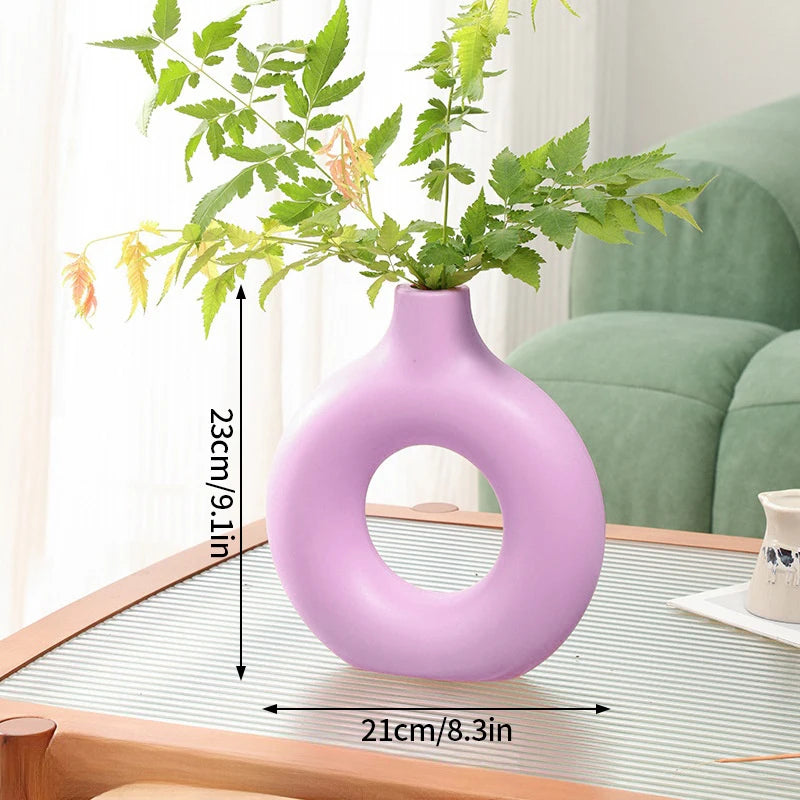 Modern White Decorative Vase – Minimalist Flower Vase for Home & Table Decor