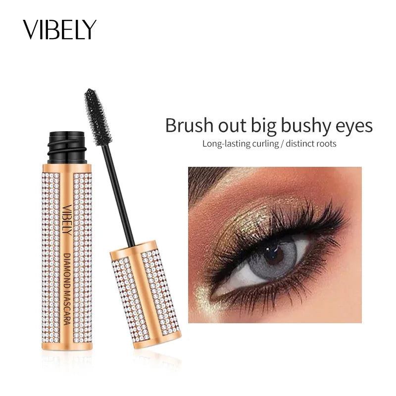 Mascara 4D diamant fibres de soie waterproof allongeant et volumisant cils noir