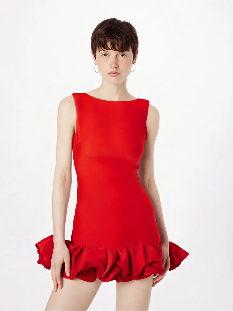 Mini-robe sexy pour femme – Dos nu, col rond