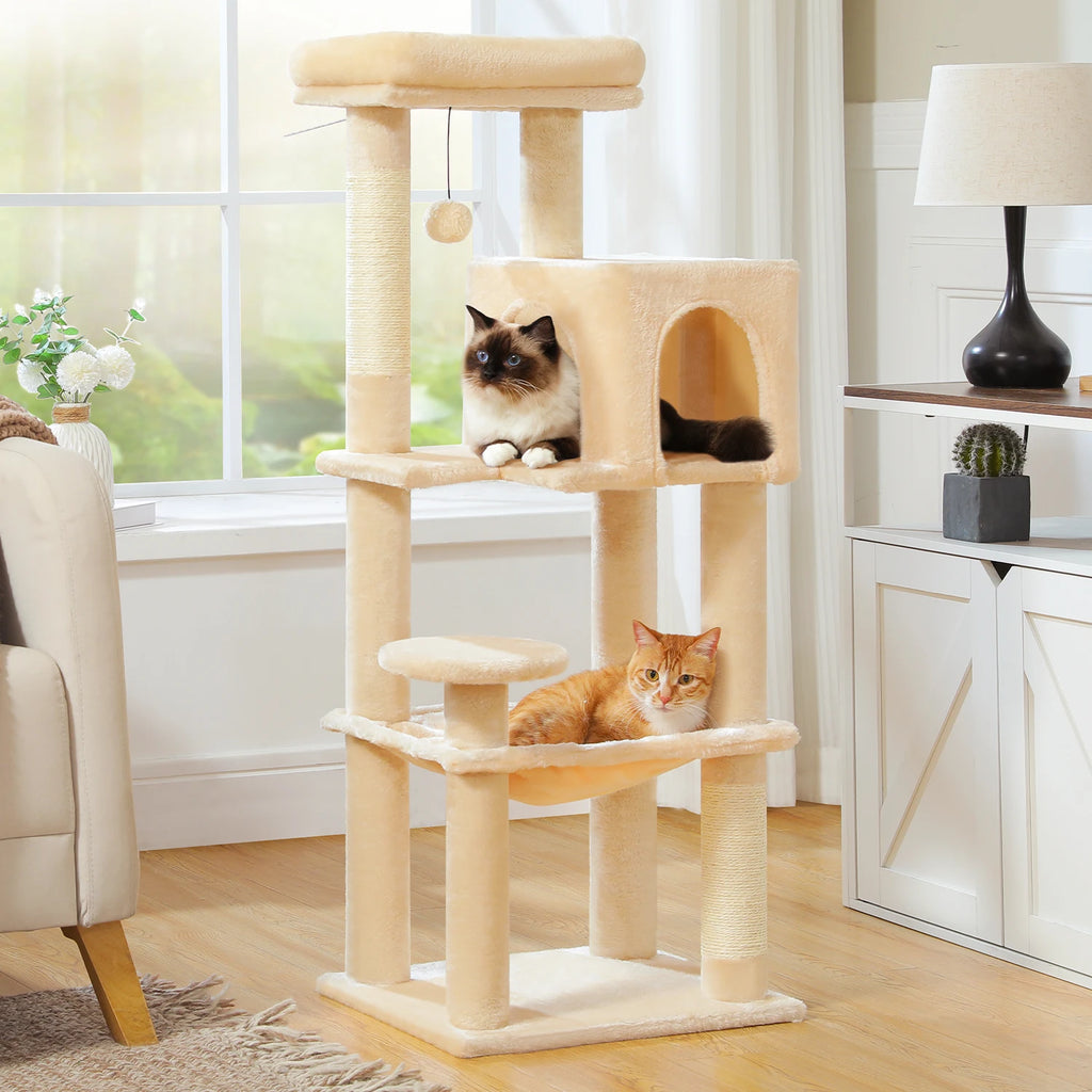 Multi-Level Cat Tree Tower – Cat Condo, Hammock & Scratching Activity Center