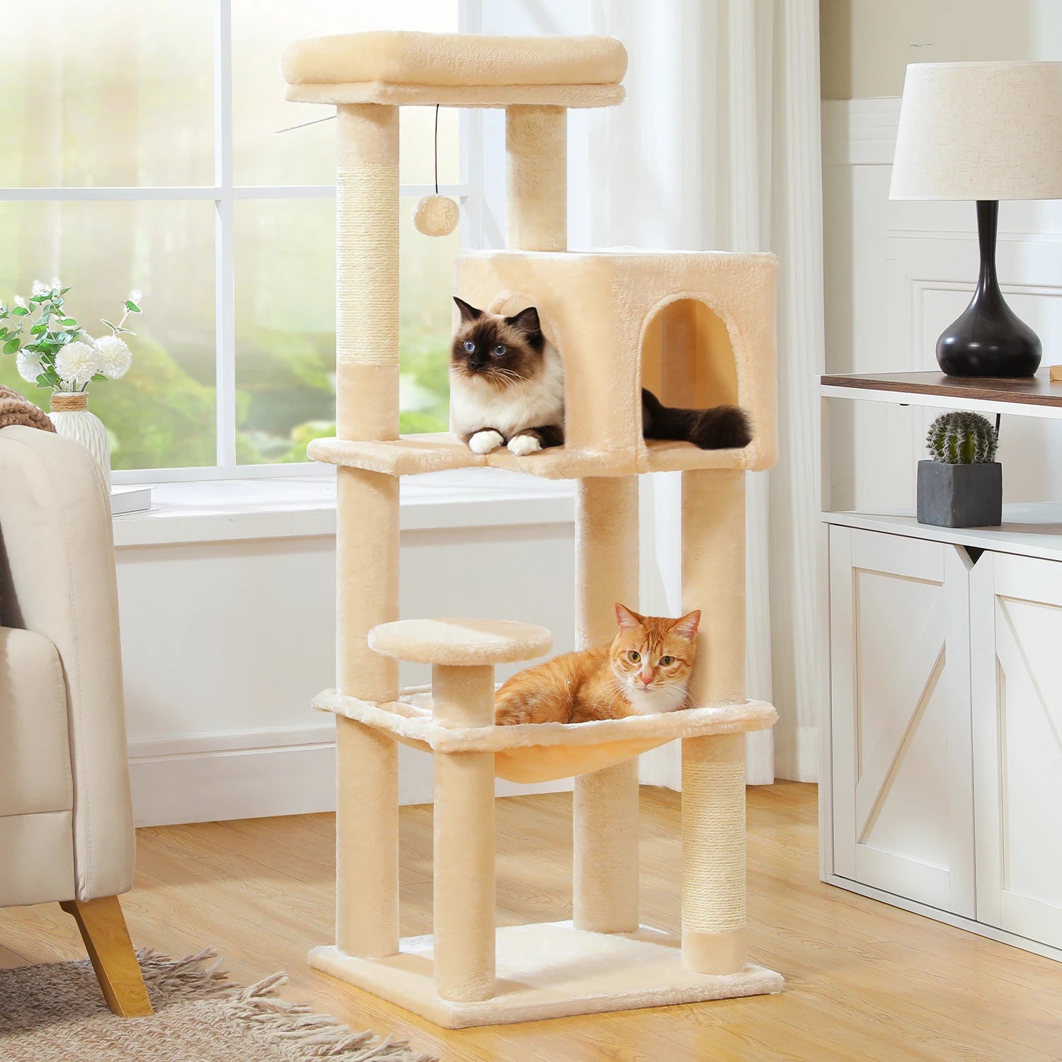 Multi-Level Cat Tree Tower – Cat Condo, Hammock & Scratching Activity Center