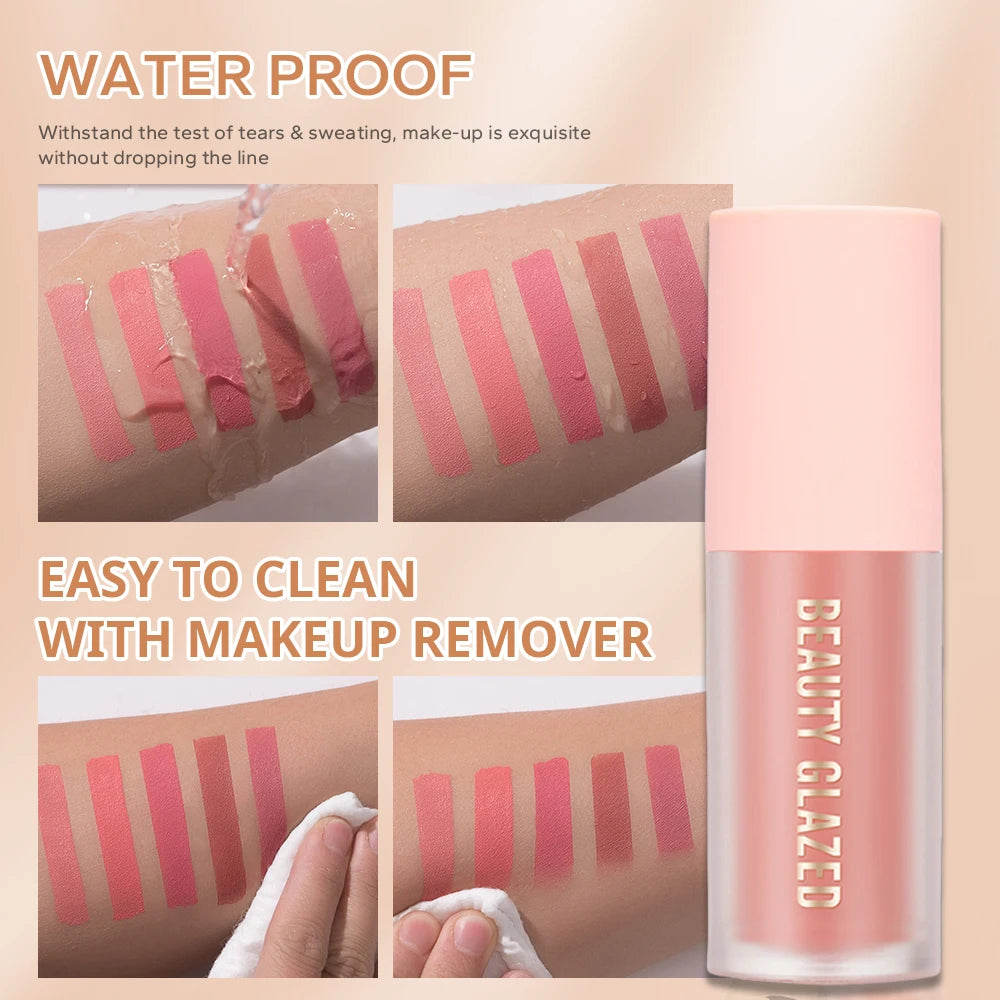 Blush crème doux 3 teintes – Blush liquide pour joues, léger et longue tenue – Résistant aux bavures, effet naturel et fini lumineux