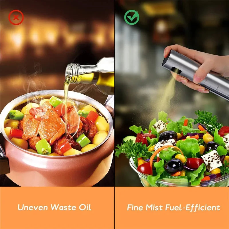 304 Stainless Steel Oil Sprayer Bottle – Refillable Olive Oil & Vinegar Mister for BBQ, Baking & Cooking