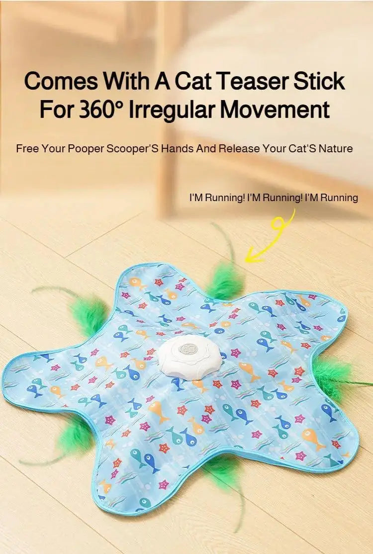 Interactive Hide & Seek Cat Toy with Motion-Activated Squeaky Mouse & Hidden Feathers