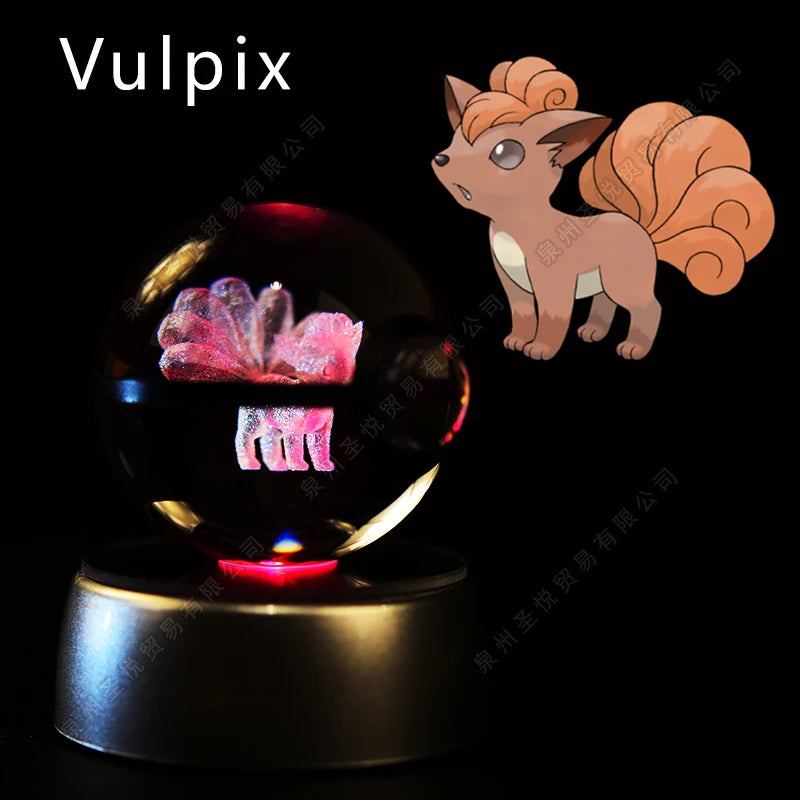 3D Pokémon Crystal Ball Night Light – Pikachu, Gengar & Mewtwo LED Glass Lamp