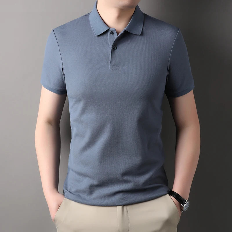 Polo à manches courtes pour hommes, 100% pur coton, mode d'été, classique, couleur unie, confortable, golf, T-shirt style décontracté, offre spéciale
