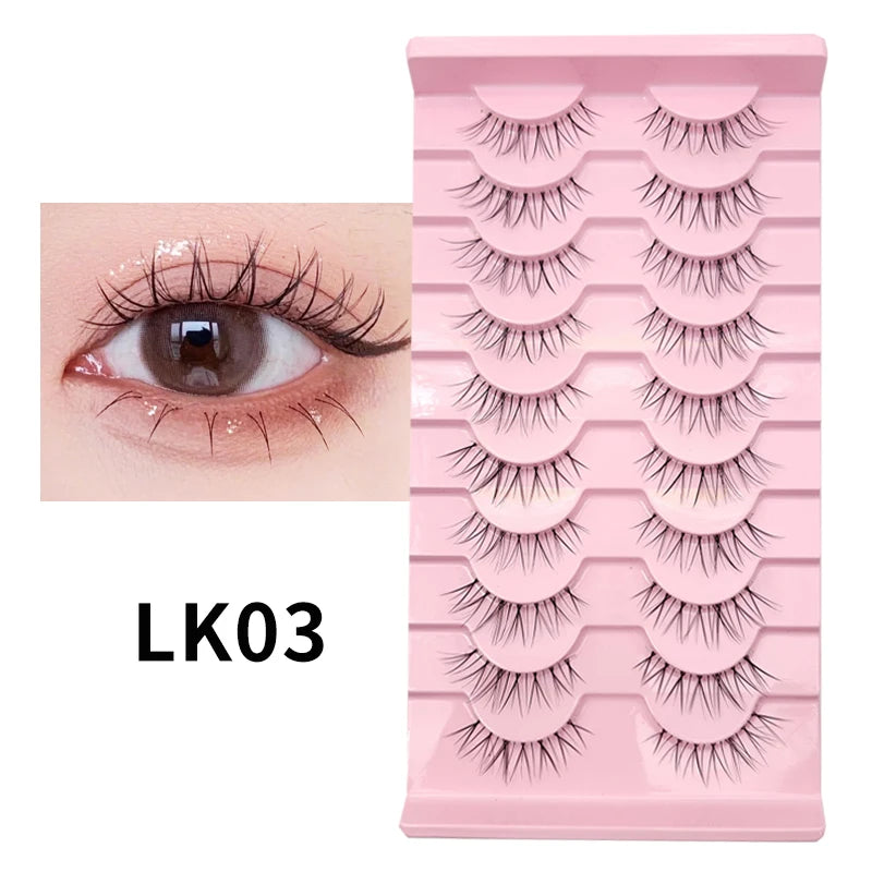 10 paires de cils naturels – Cils manga en bande complète, maquillage – Vente en gros, dropshipping, extensions de cils, faux cils style anime