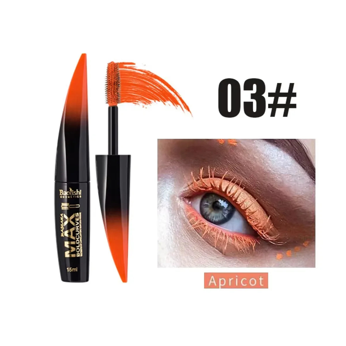 Mascara 6 couleurs grosse brosse épais et recourbant facile à appliquer waterproof longue tenue portable