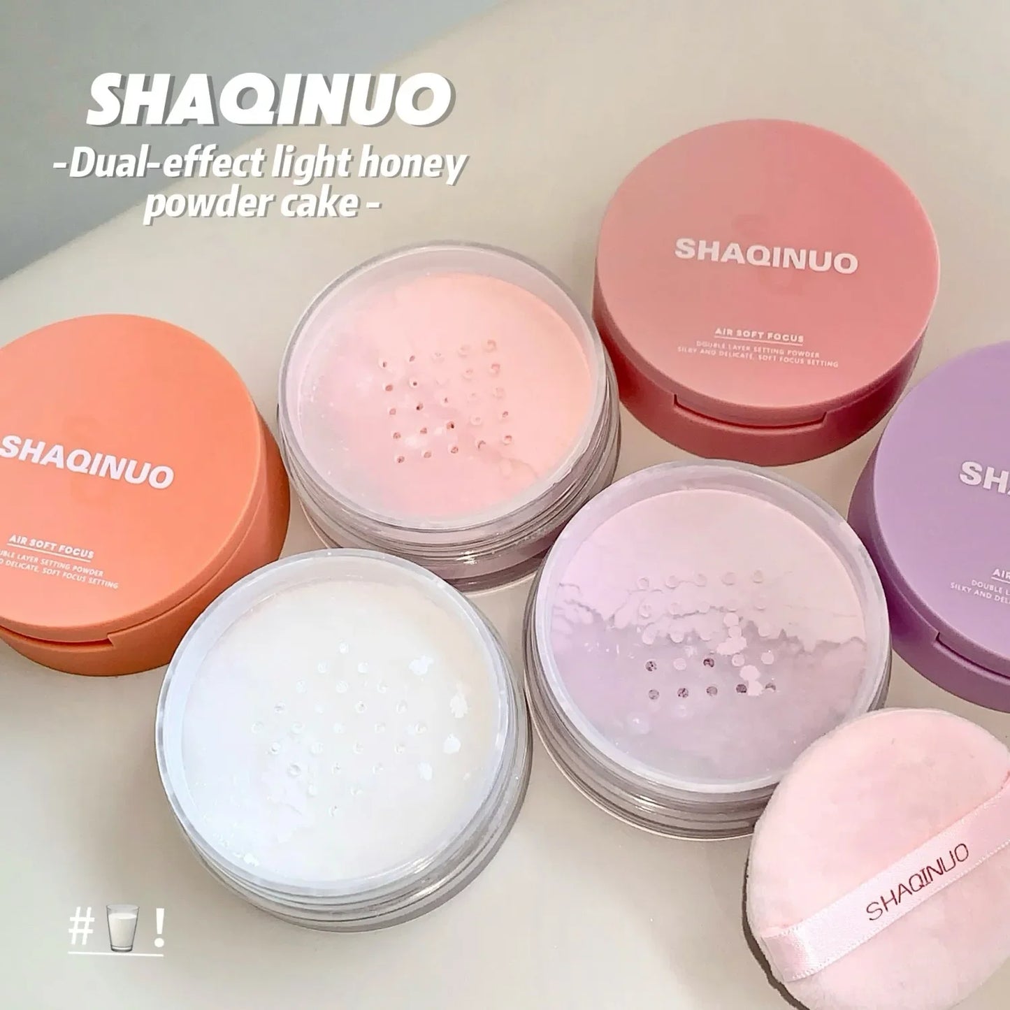 Poudre compacte à double effet – Légère et transparente, retouches, anti-cernes, contouring, anti-gonflement, blush, illuminateur, haute couvrance