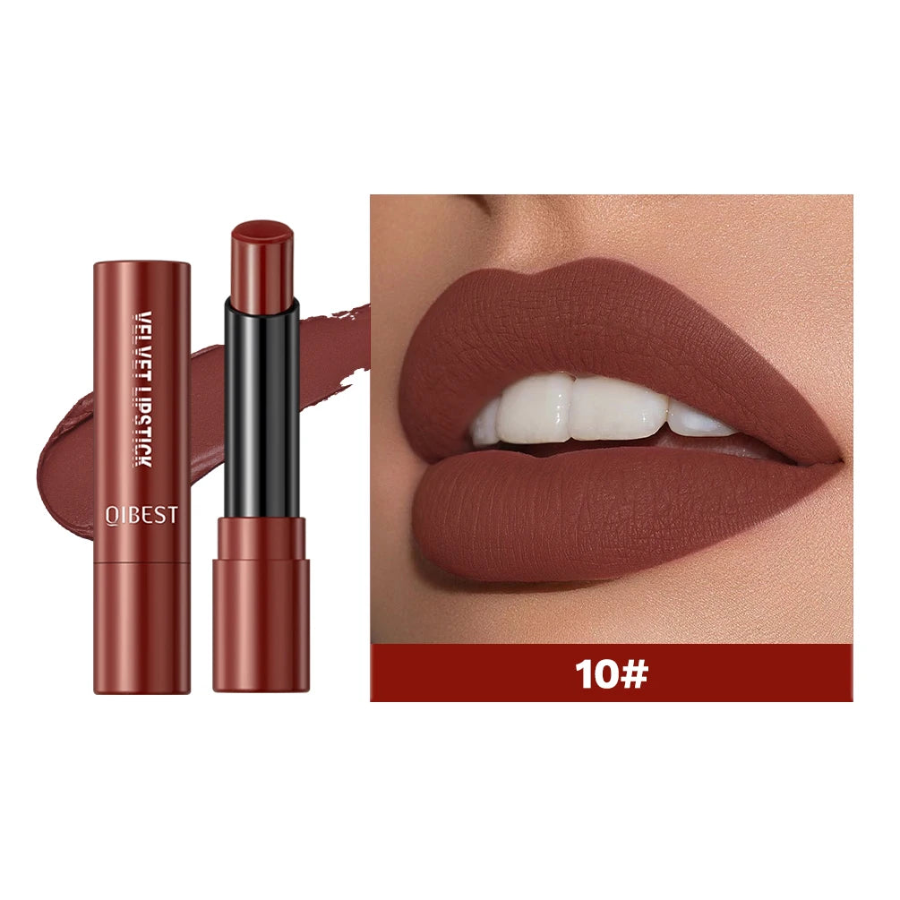 Rouge à Lèvres Nude Mat – Gloss, Haute Pigmentation, Classique et Sexy, Anti-Transfert, Longue Tenue, Teinte Rouge, Cosmétiques