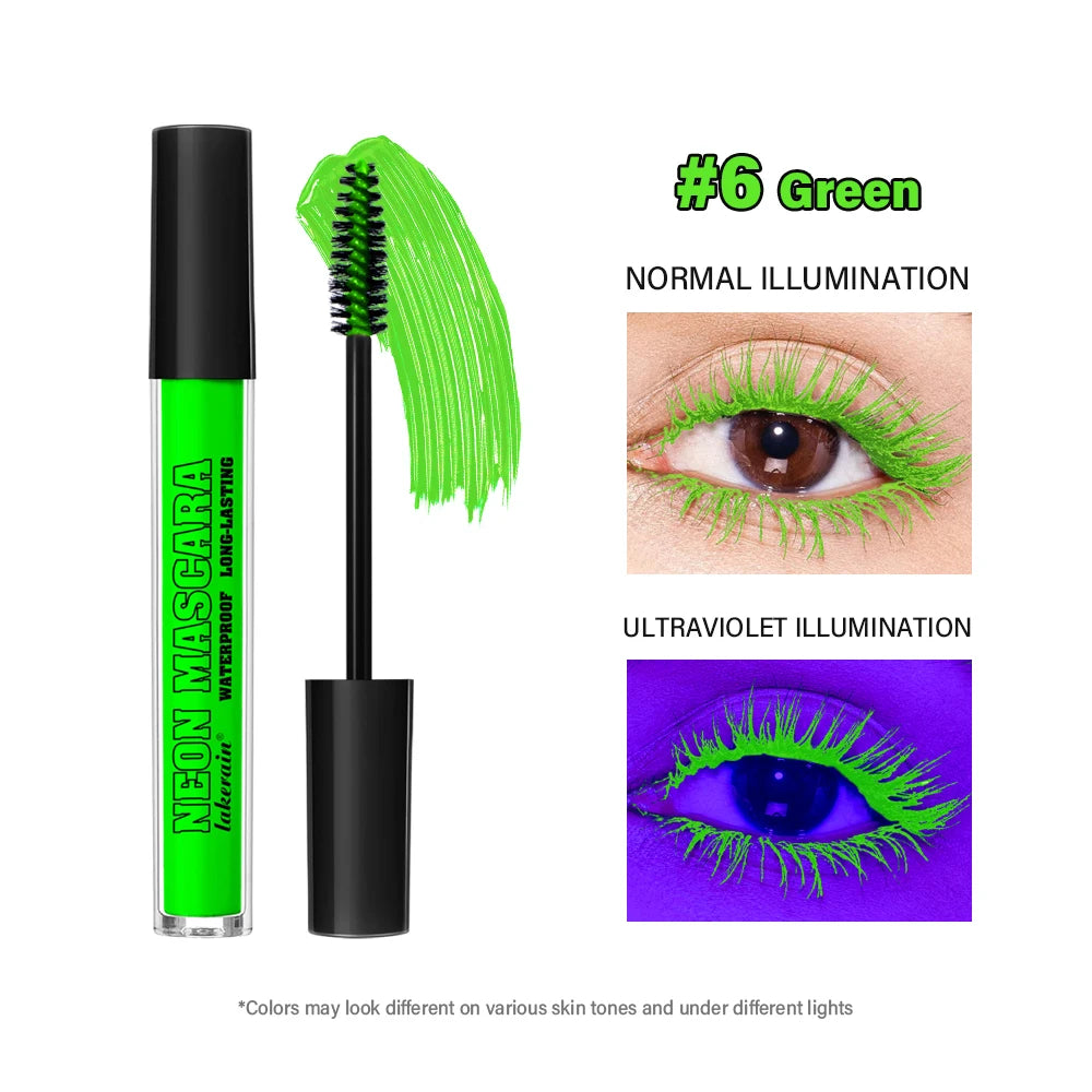 Mascara coloré volume et courbure waterproof longue tenue – bleu, blanc, vert, rose