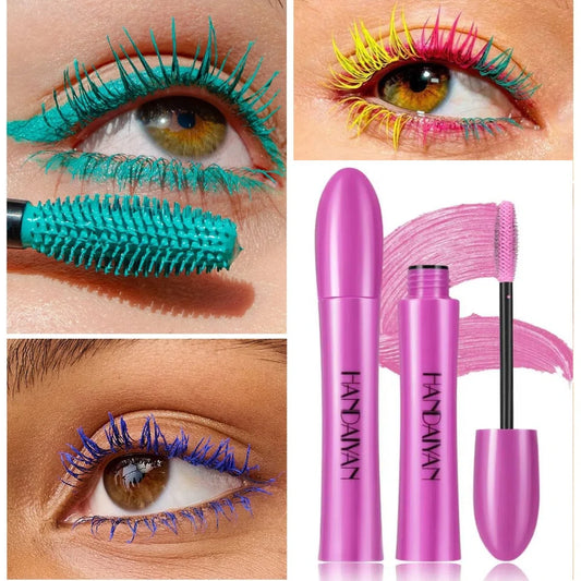 Mascara 10 couleurs waterproof volume recourbant longue tenue bleu saphir et rose