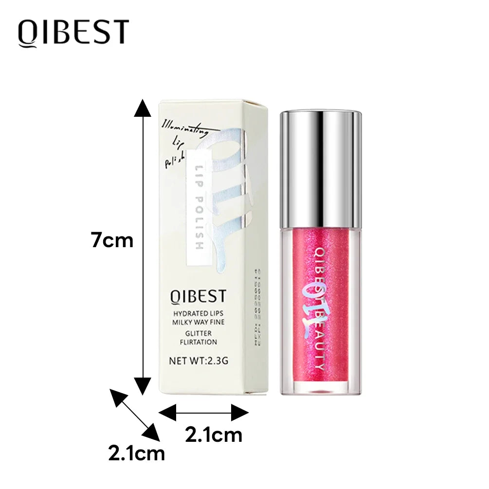 Qibest 8 couleurs hydratant diamant miroitant paillettes brillant à lèvres maquillage scintillant paillettes liquide rouge à lèvres perle brillant à lèvres teinte