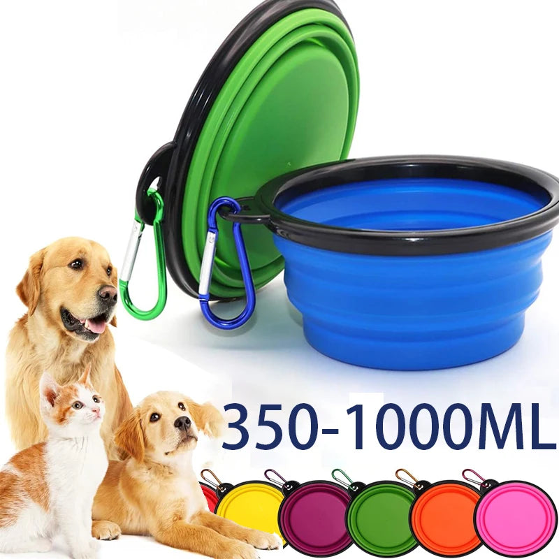 2-in-1 Portable Pet Travel Bowl – Foldable Silicone Food & Water Feeder