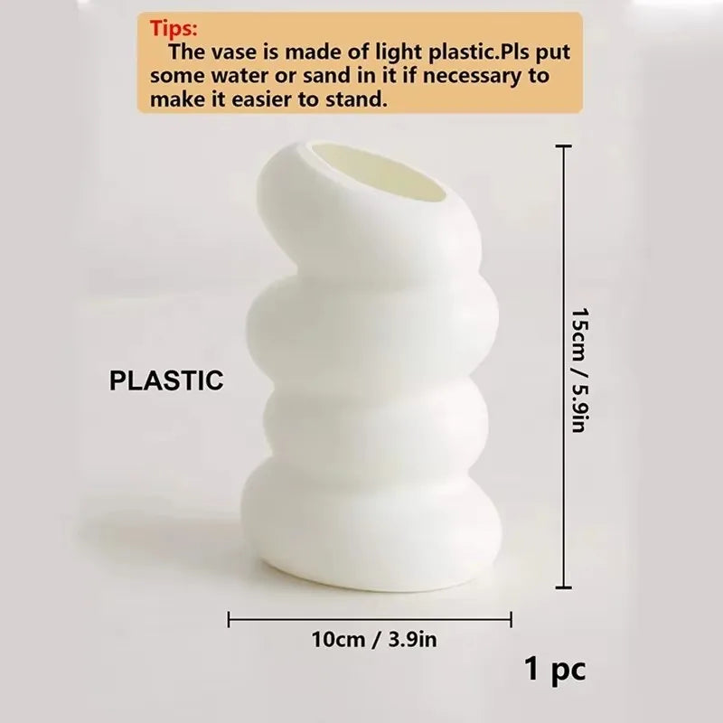 Nordic Spiral White Vase – Modern Decorative Flower Vase for Home Decor