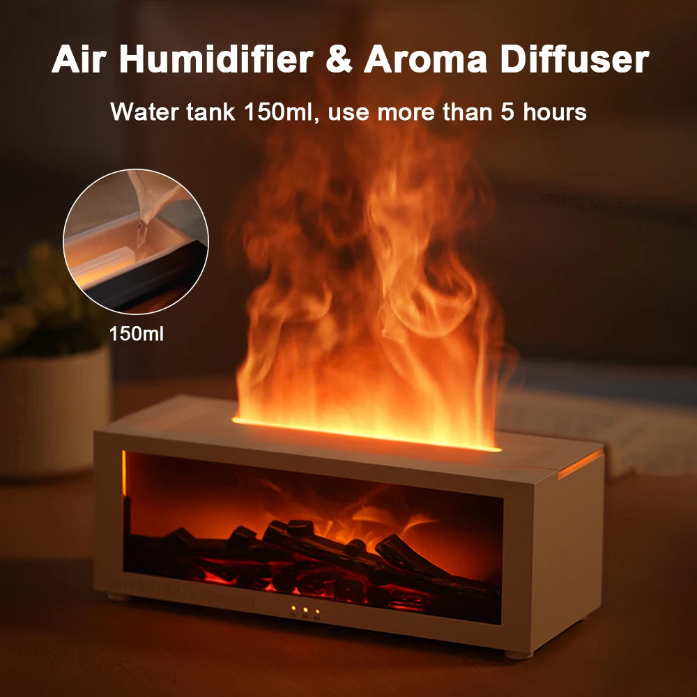 Flame Aroma Diffuser with Remote Control – LED Essential Oil Humidifier for Home
