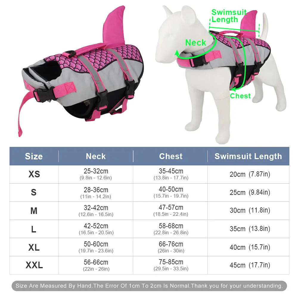 Shark Dog Life Jacket – Adjustable Pet Swimming Vest with Rescue Handle
