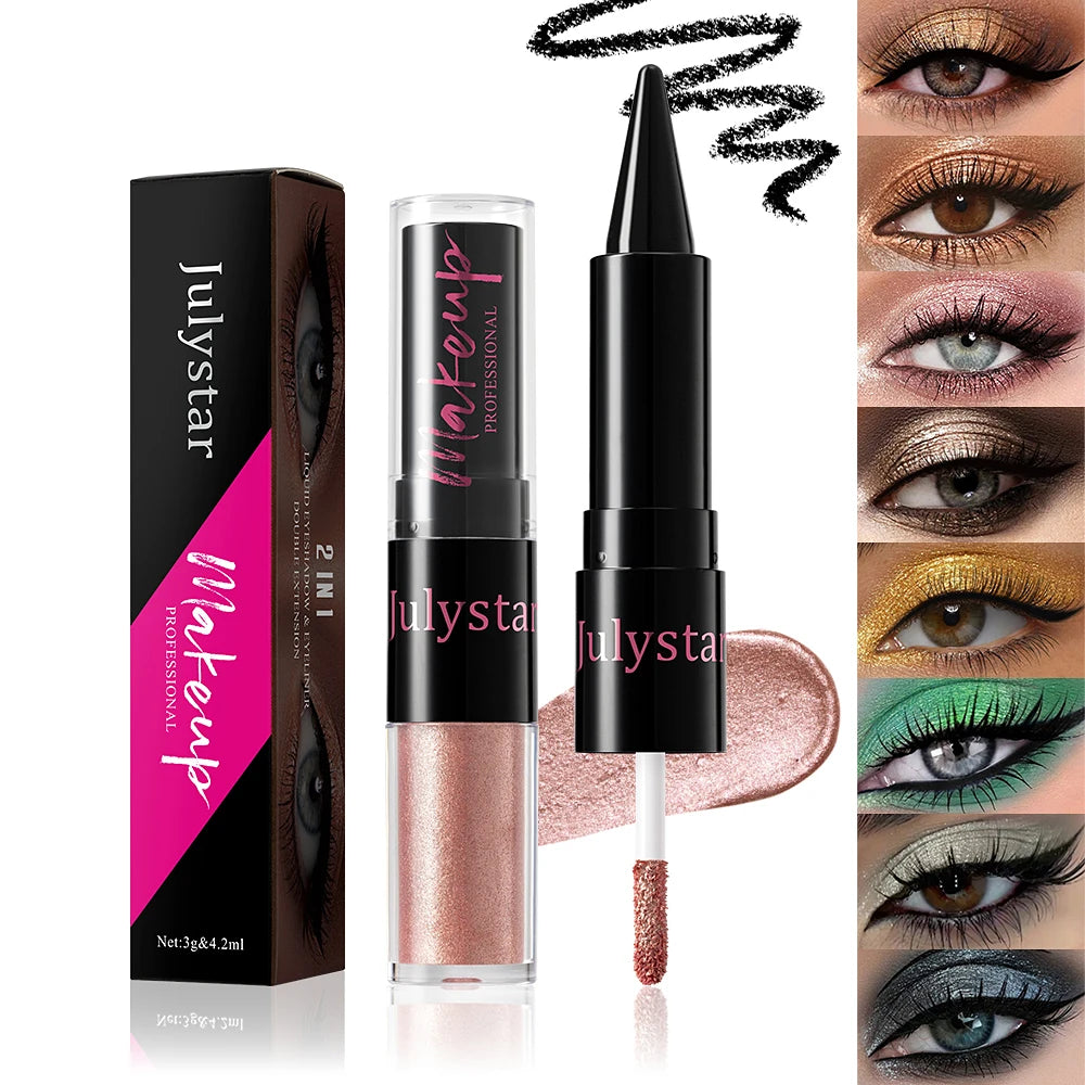Crayon fard à paupières 2 en 1, noir intense, ultra-pigmenté, waterproof, longue tenue.