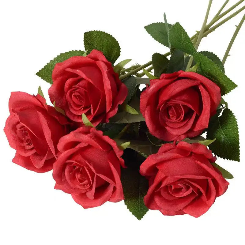 Artificial Rose Flower Stems – Realistic Red Roses for Home & Wedding Décor