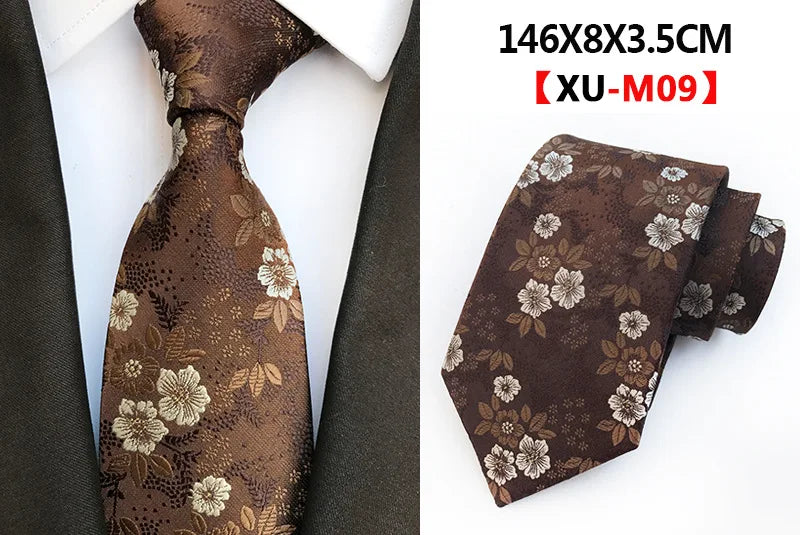 Cravate Homme en Soie 8 cm – Motif Floral Vert et Bleu, Jacquard, pour Costume, Mariage, Fête, Affaires, Cravate Formelle et Cadeau