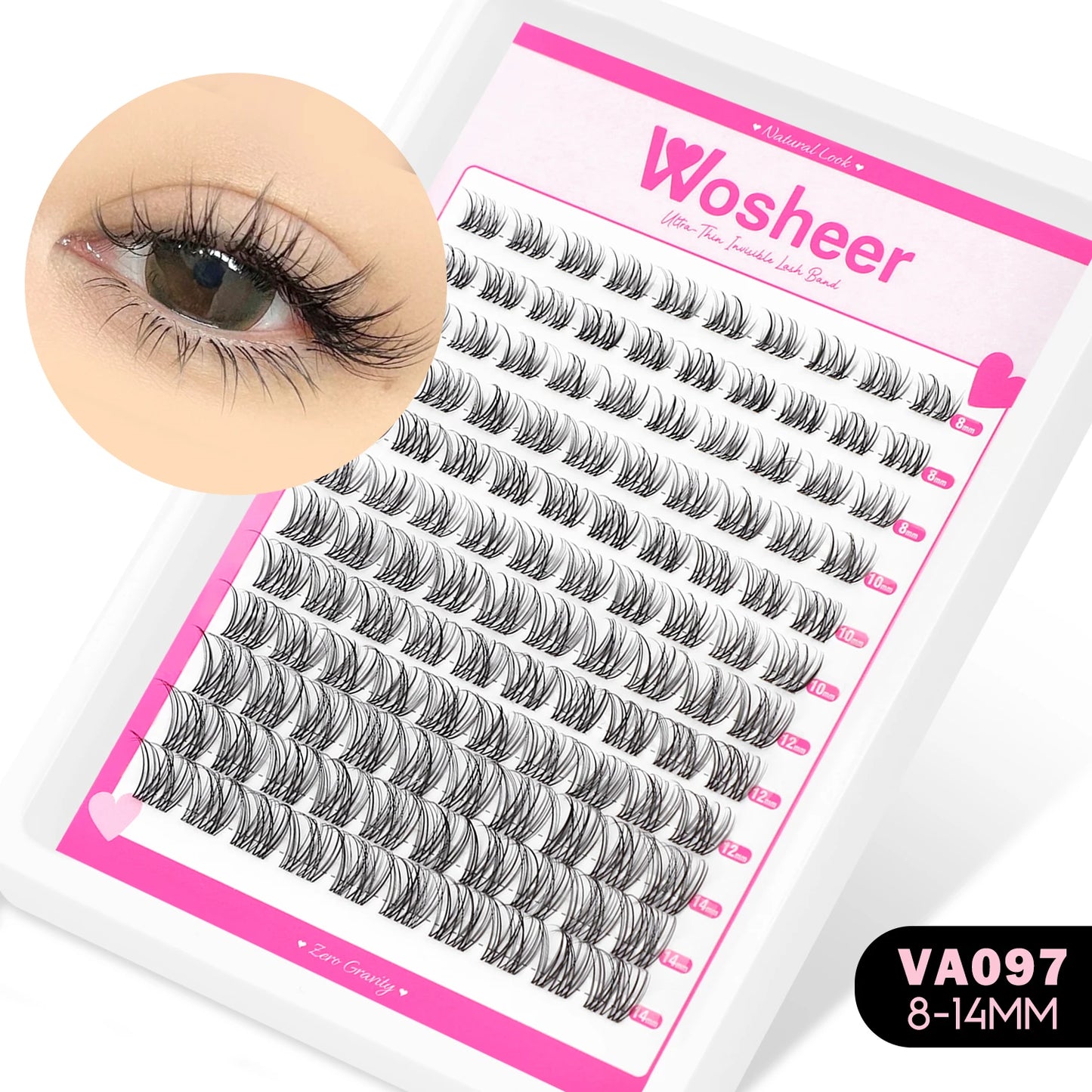 Kit de grappes de cils manga – Cils style Cat Eye avec colle et scellant, plateau mixte – Extensions de cils en grappes