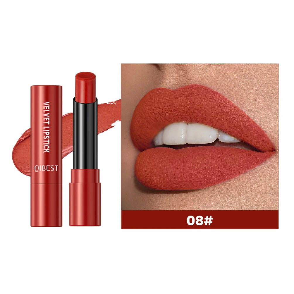 Rouge à Lèvres Nude Mat – Gloss, Haute Pigmentation, Classique et Sexy, Anti-Transfert, Longue Tenue, Teinte Rouge, Cosmétiques