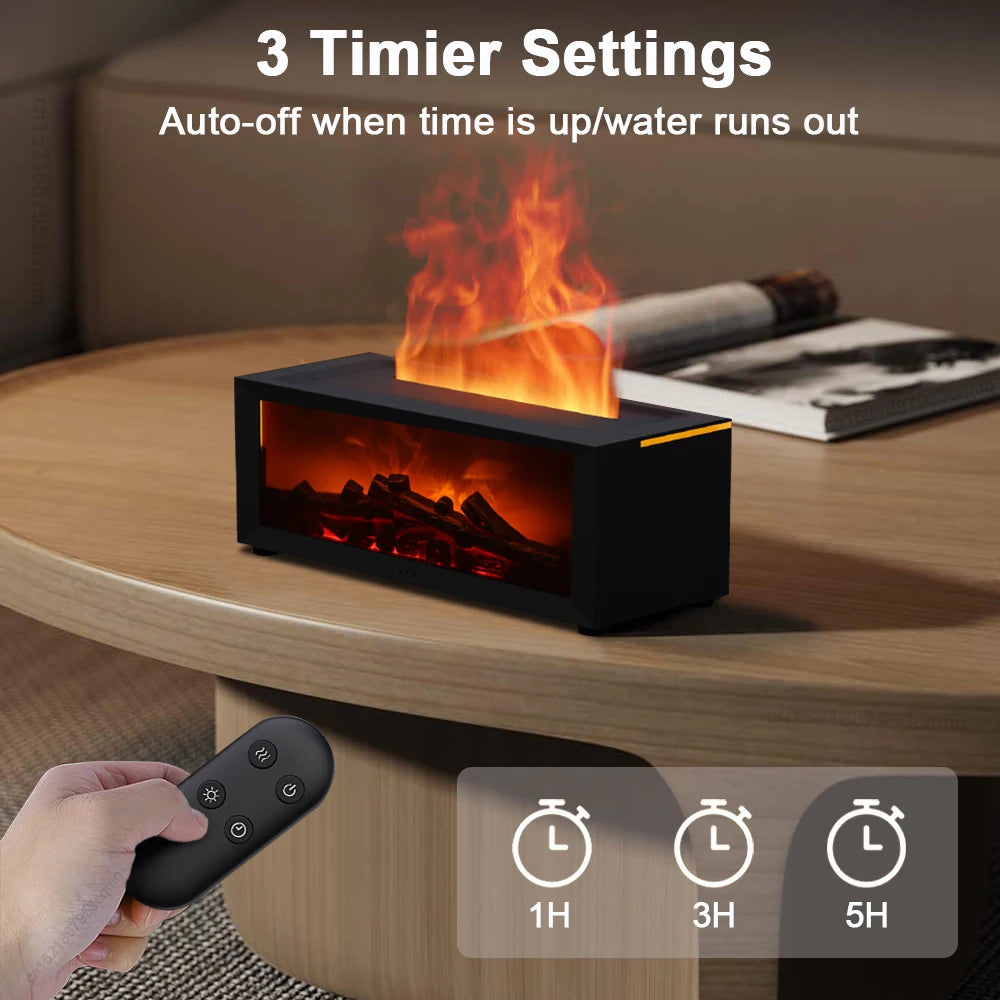 Flame Aroma Diffuser with Remote Control – LED Essential Oil Humidifier for Home