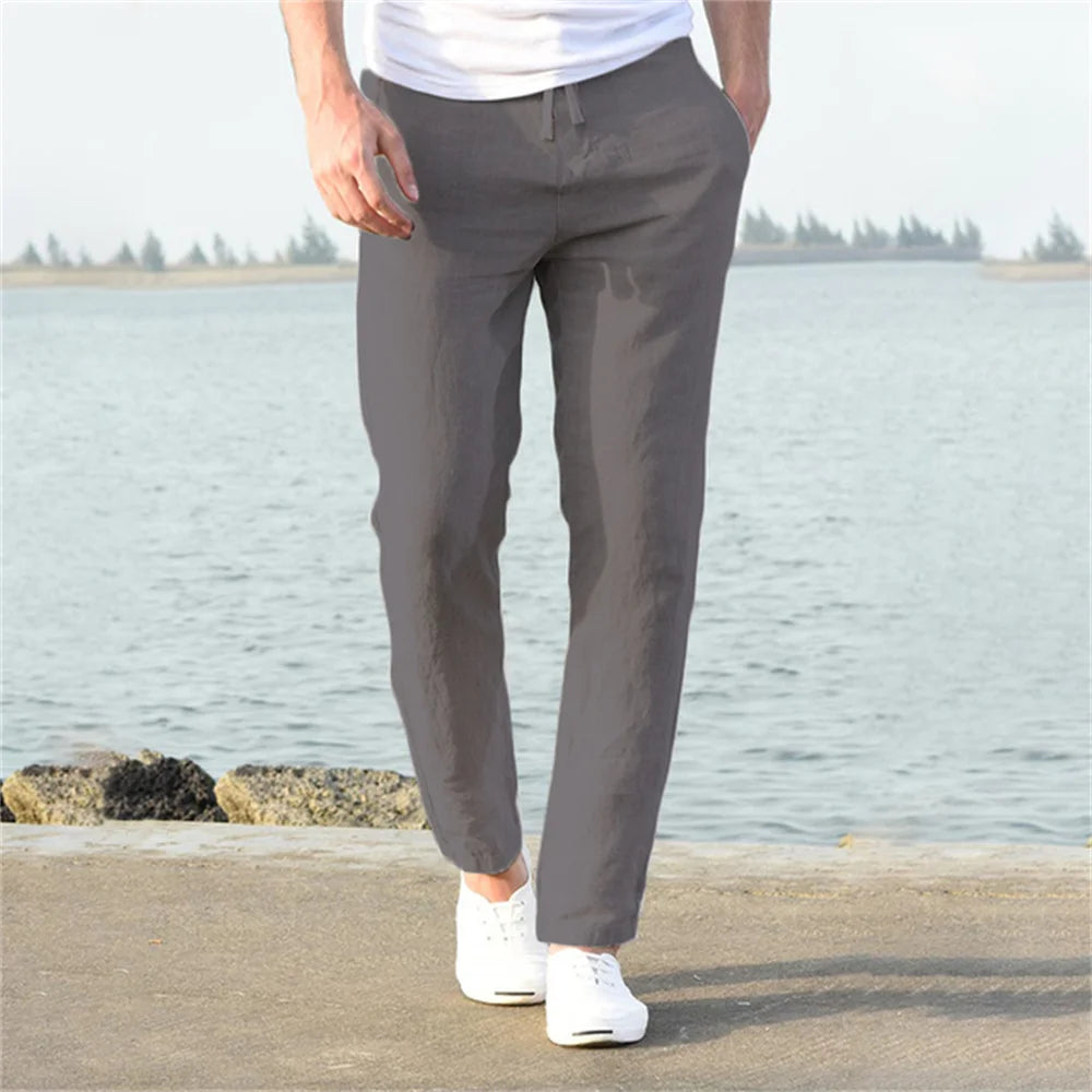 Pantalon Homme en Coton et Lin