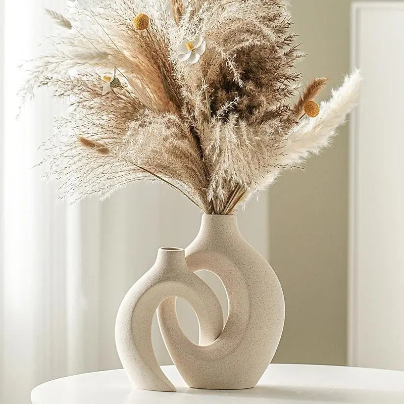 Modern Hollow Vase Set (2 Pieces) – Scandinavian Decorative Flower Vases for Home Decor