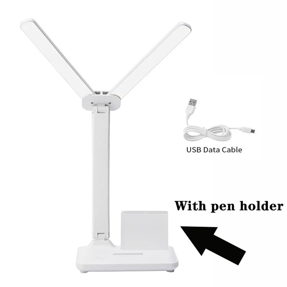 LED Desk Lamp with Clock & Temperature Display – USB Rechargeable Touch Control Reading Light