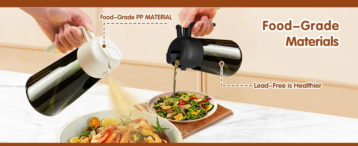 470ml Dark Green Glass Olive Oil Sprayer – 2-in-1 Oil Dispenser & Mister Bottle with Light-Blocking Design