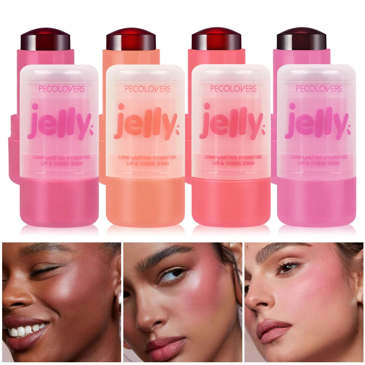 Stick Blush 1 PC — Pour Lèvres et Joues, Multi-couleurs Transparentes, Résistant aux Fruits, Parfait pour Toutes Occasions