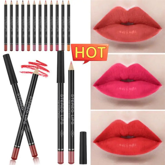 Crayon à Lèvres Mat Populaire – Waterproof, Effet Repulpant, Teintes Naturelles Nude et Rose, Contour Professionnel des Lèvres