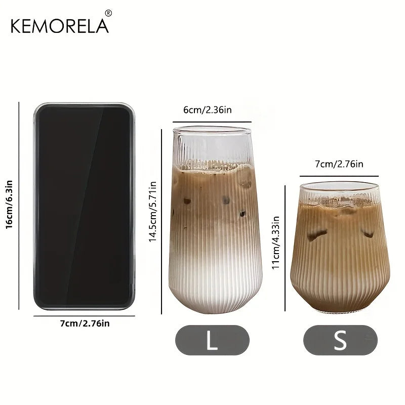 4/6-Piece Heat-Resistant Ribbed Glass Cup Set – Vertical Stripe Tumblers for Coffee, Tea, Juice & Wine
