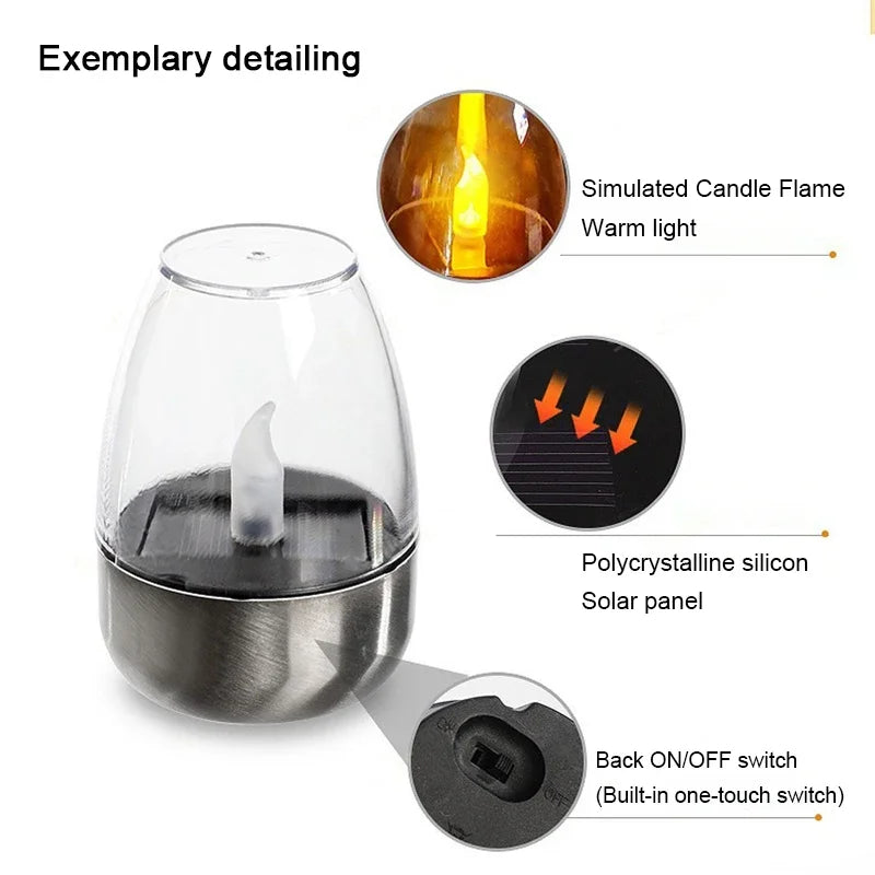 Solar LED Flameless Candles – Waterproof Outdoor Candle Lights for Garden & Wedding Decor
