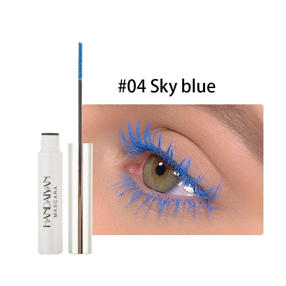 Mascara 12 couleurs waterproof séchage rapide cils recourbés et allongés bleu, rouge, violet, noir, blanc, doré